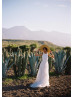 Halter Neck Ivory Lace Tulle Keyhole Back Wedding Dress